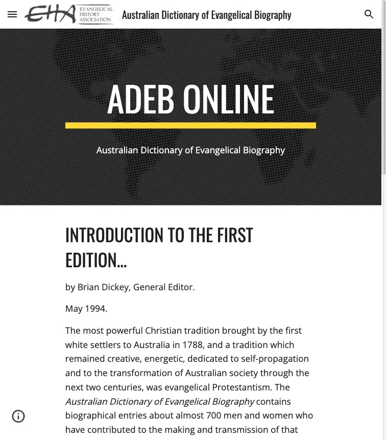 Australian Dictionary of Evangelical Biography
